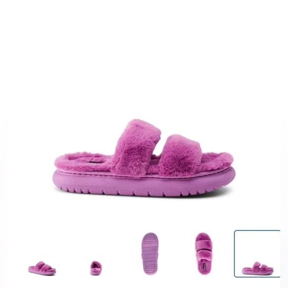 No Boundaries 2 Band Purple Plush Slippers NWT - Picture 7 of 11